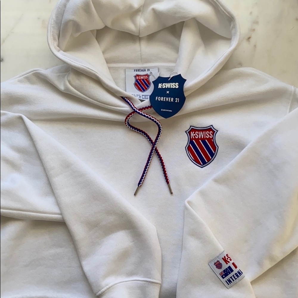 NWT Forever 21 x K-Swiss cropped white hoodie - Picture 8 of 8
